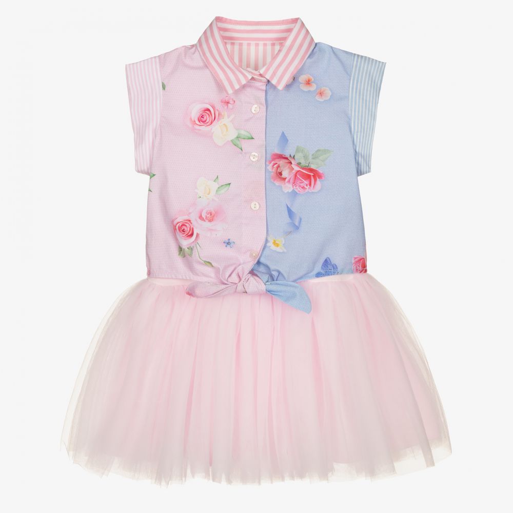 Lapin House - Розовое платье с тюлем и блузка в цветочек | Childrensalon