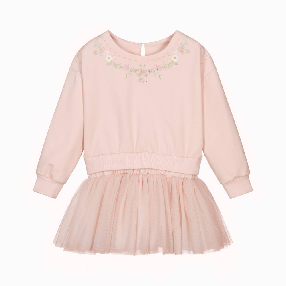 Lapin House-Pink Flowers Tulle Dress | Childrensalon Outlet