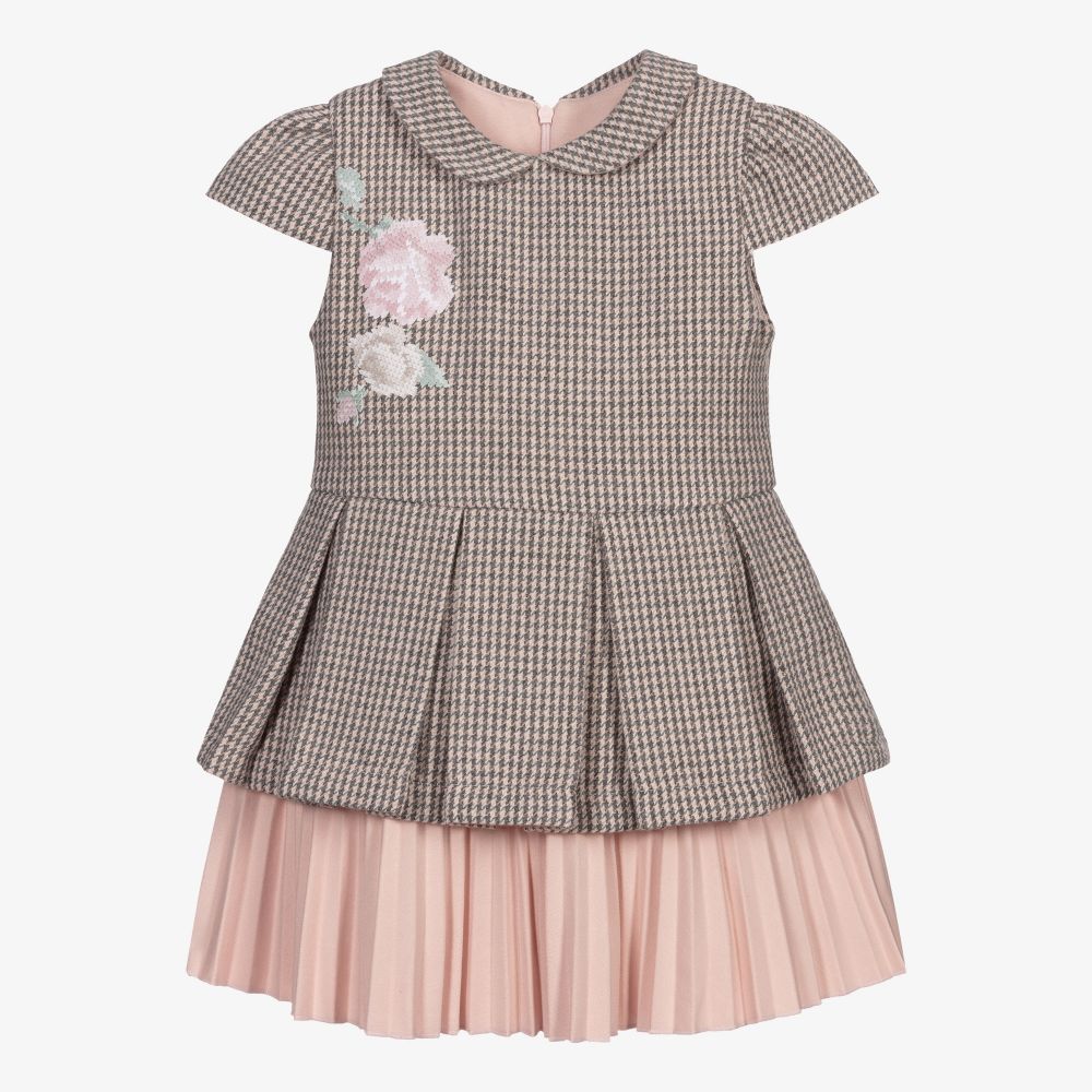 Lapin House - Pink & Grey Check Dress | Childrensalon