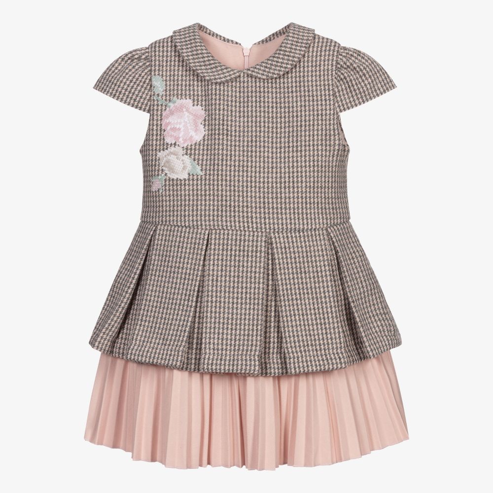 Lapin House - Robe à carreaux rose et grise | Childrensalon