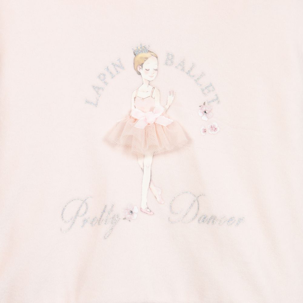 Lapin House-طقم ليغنغز وتوب قطيفة وتول لون زهري ورمادي | Childrensalon Outlet