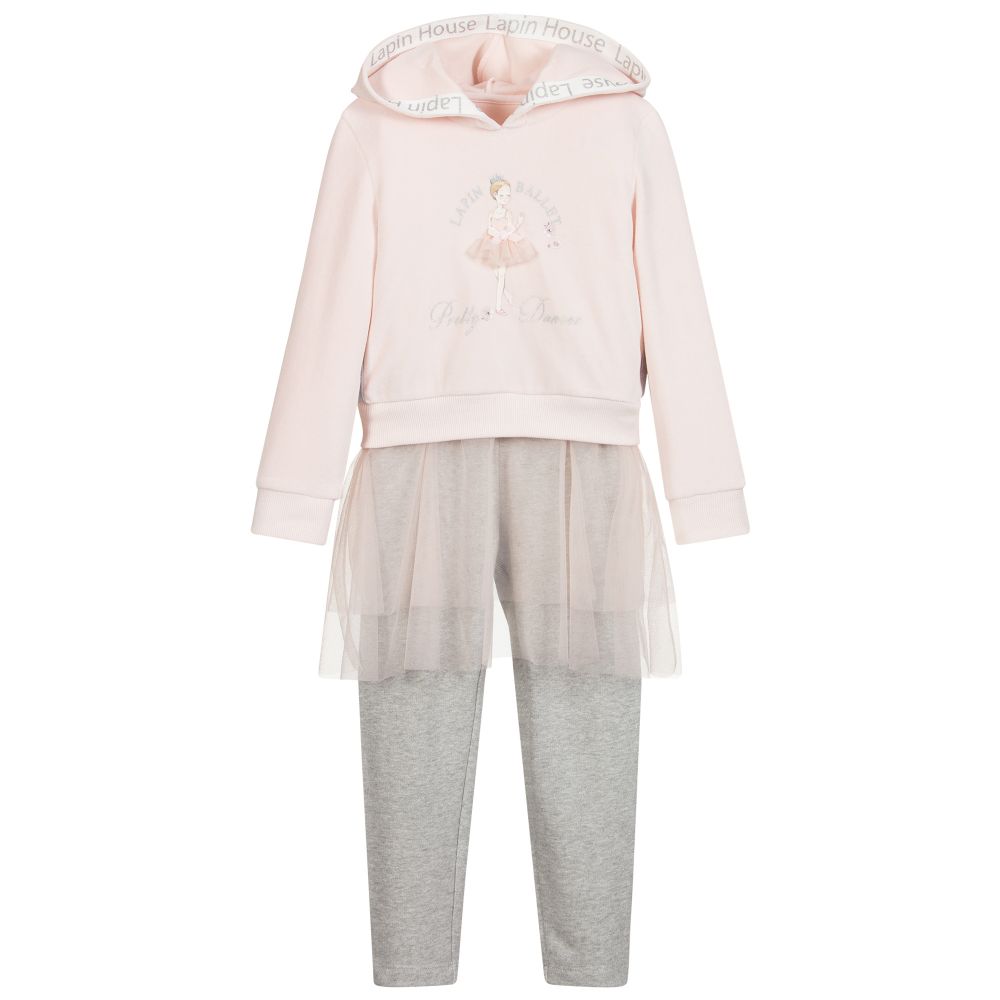 Lapin House - Legging rose et gris | Childrensalon