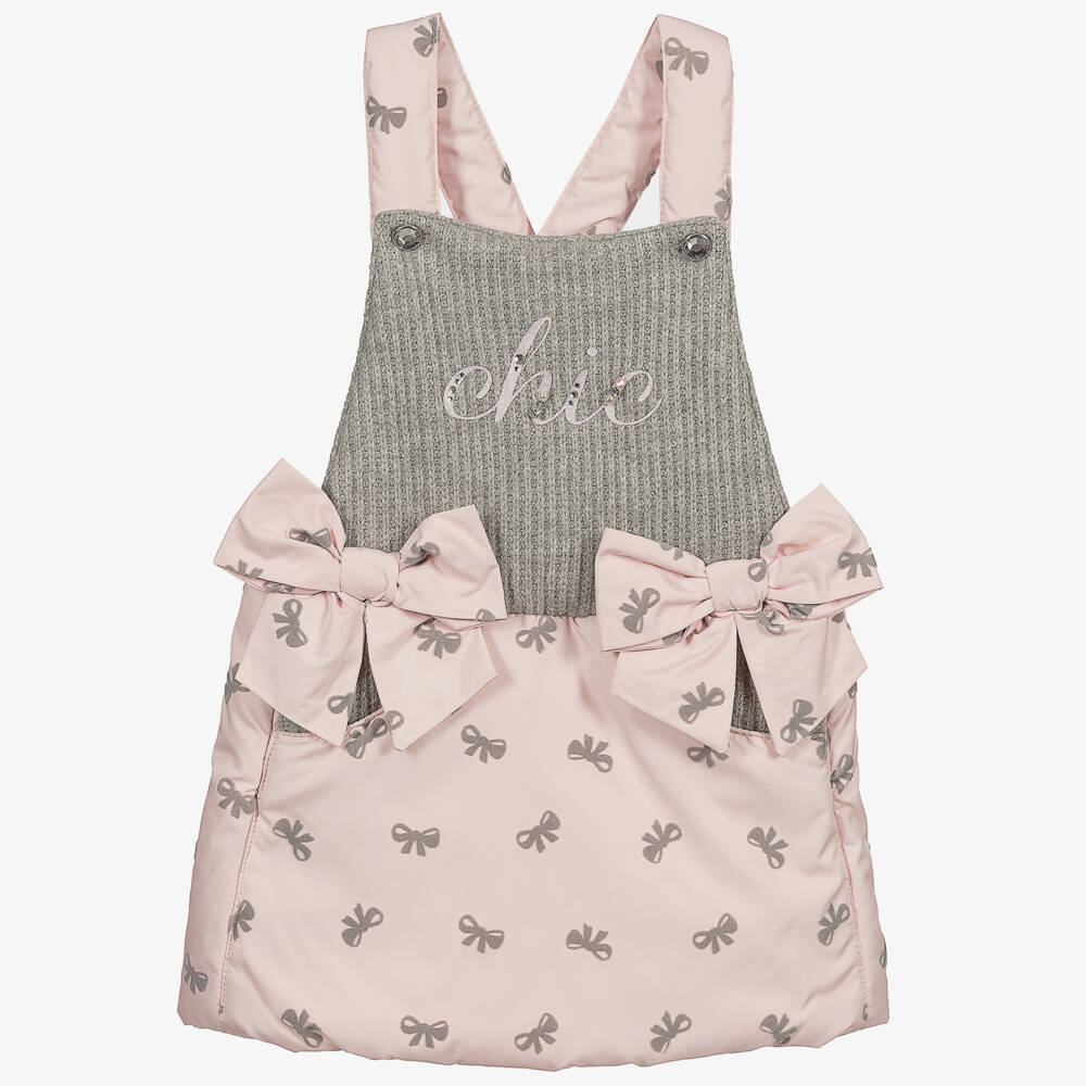 Lapin House-Pink & Grey Pinafore Dress | Childrensalon Outlet