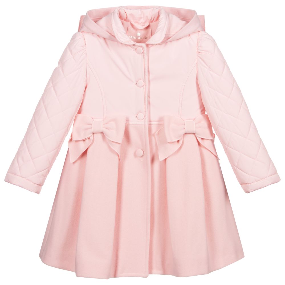 Lapin House - Розовое шерстяное пальто с капюшоном | Childrensalon