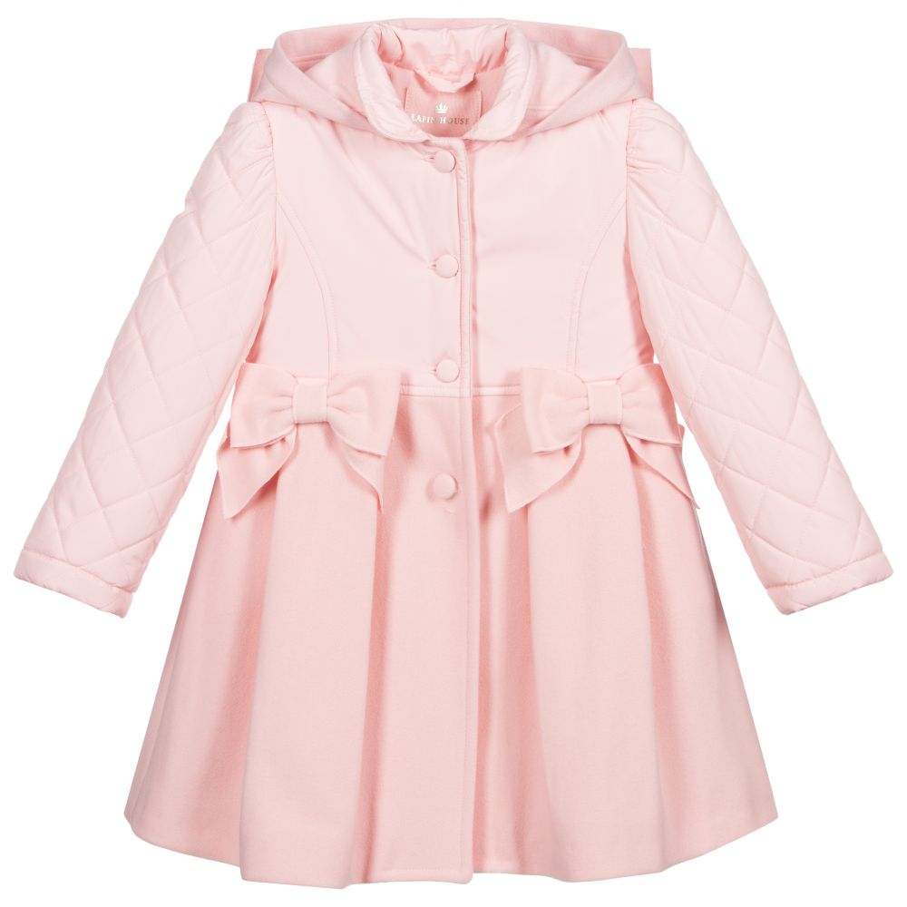 Lapin House-Pink Hooded Wool Coat | Childrensalon Outlet