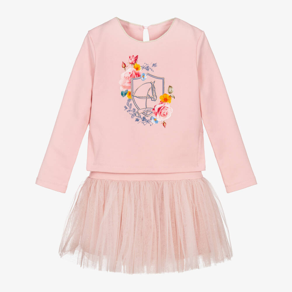 Lapin House-Pink Roses Sweatshirt & Pink Tulle Dress | Childrensalon Outlet