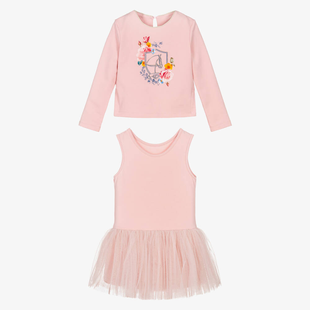 Lapin House-Pink Roses Sweatshirt & Pink Tulle Dress | Childrensalon Outlet