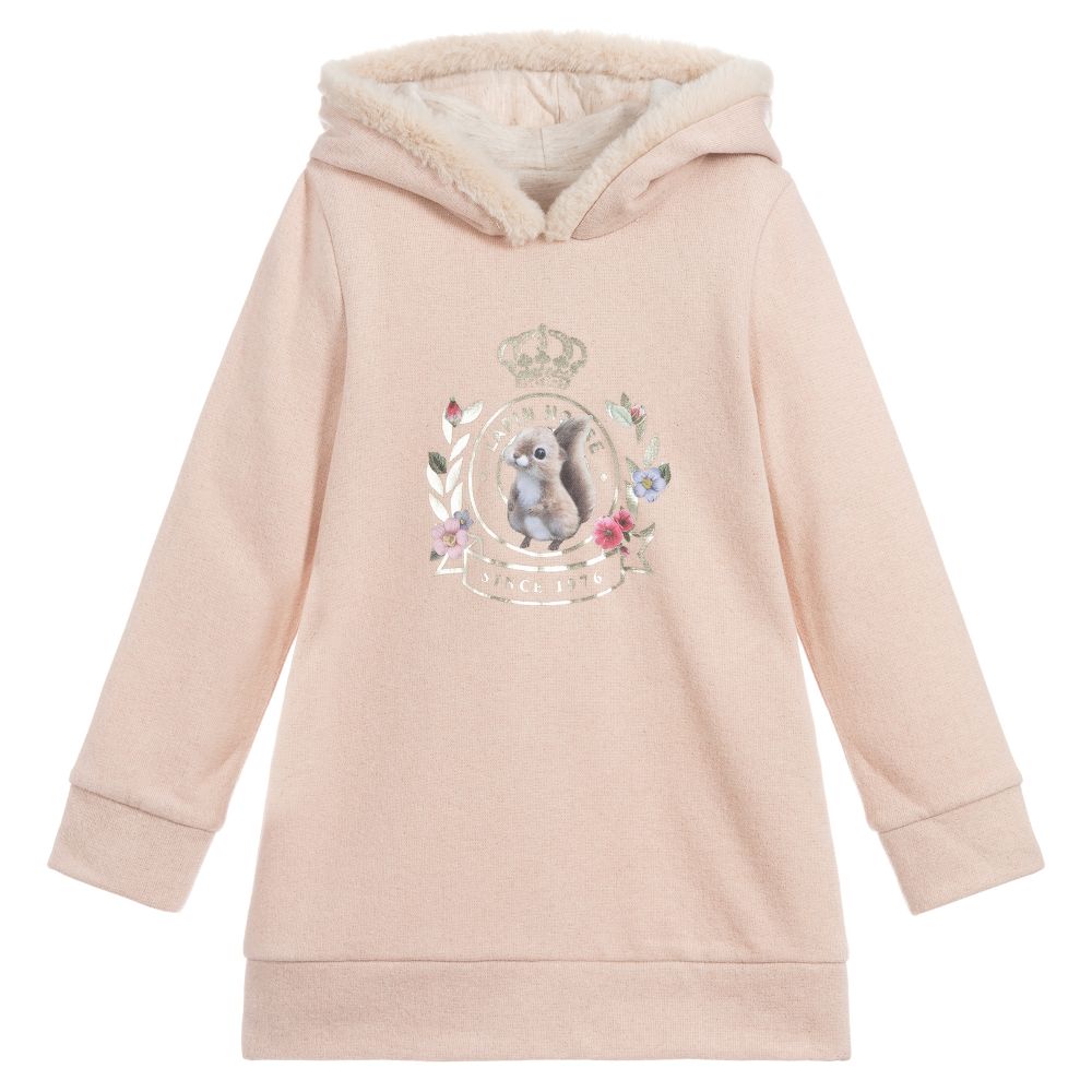 Lapin House - Rosafarbenes Pulloverkleid mit Eichhörnchen | Childrensalon