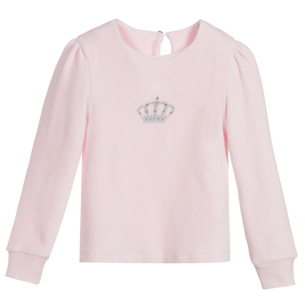 Lapin House - Pink Velour Crown Top | Childrensalon