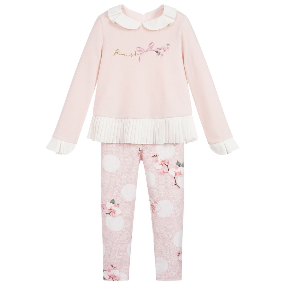 Lapin House - Rosafarbenes Set Leggings &amp; Pulli aus Velours | Childrensalon