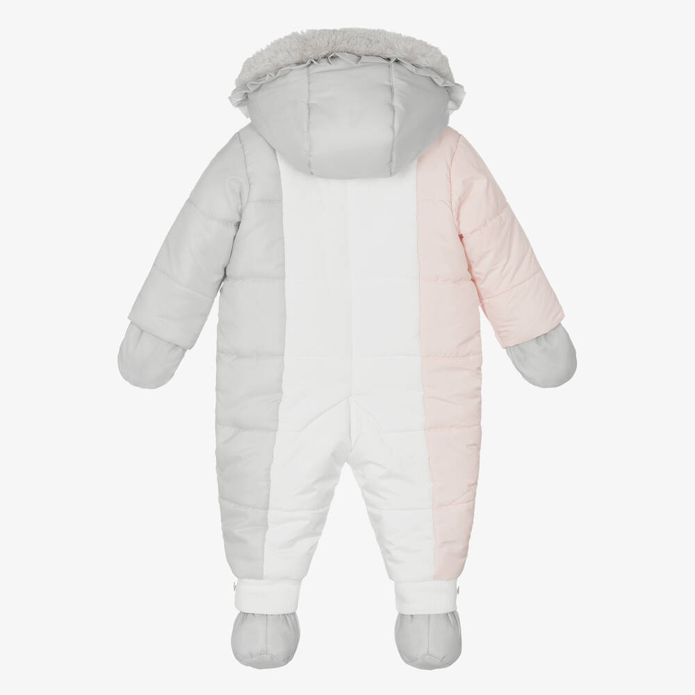 Lapin House-Розово-бело-серый зимний комбинезон | Childrensalon Outlet