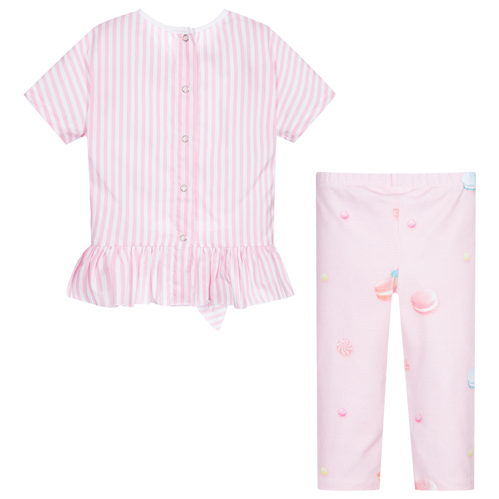 Lapin House-Комплект из белого топа с розовыми легинсами | Childrensalon Outlet