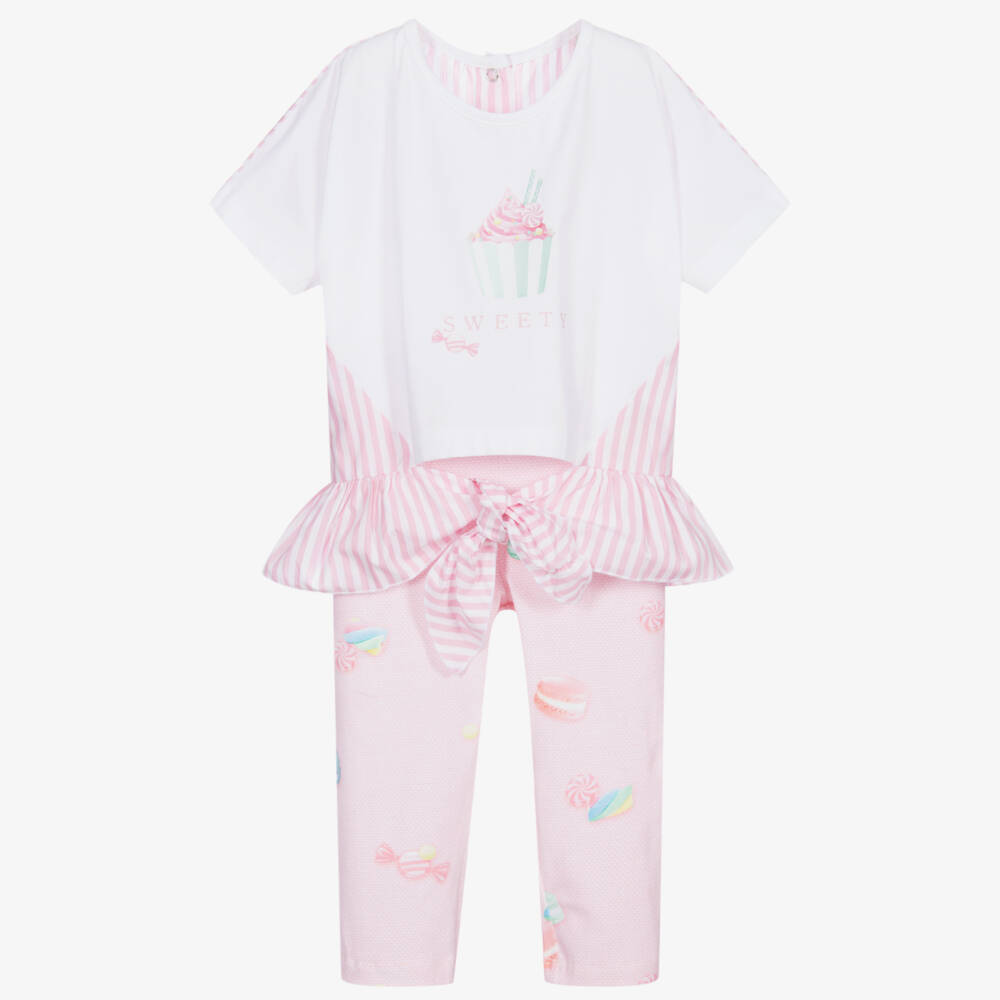 Lapin House-Pink & White Leggings Set | Childrensalon Outlet