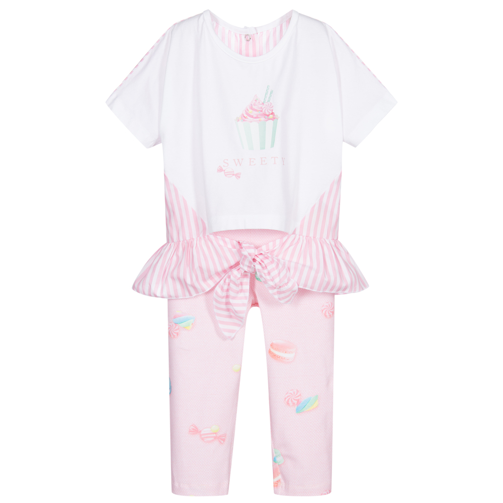 Lapin House-Pink & White Leggings Set | Childrensalon Outlet