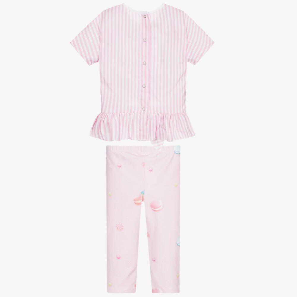 Lapin House-Комплект из белого топа с розовыми легинсами | Childrensalon Outlet