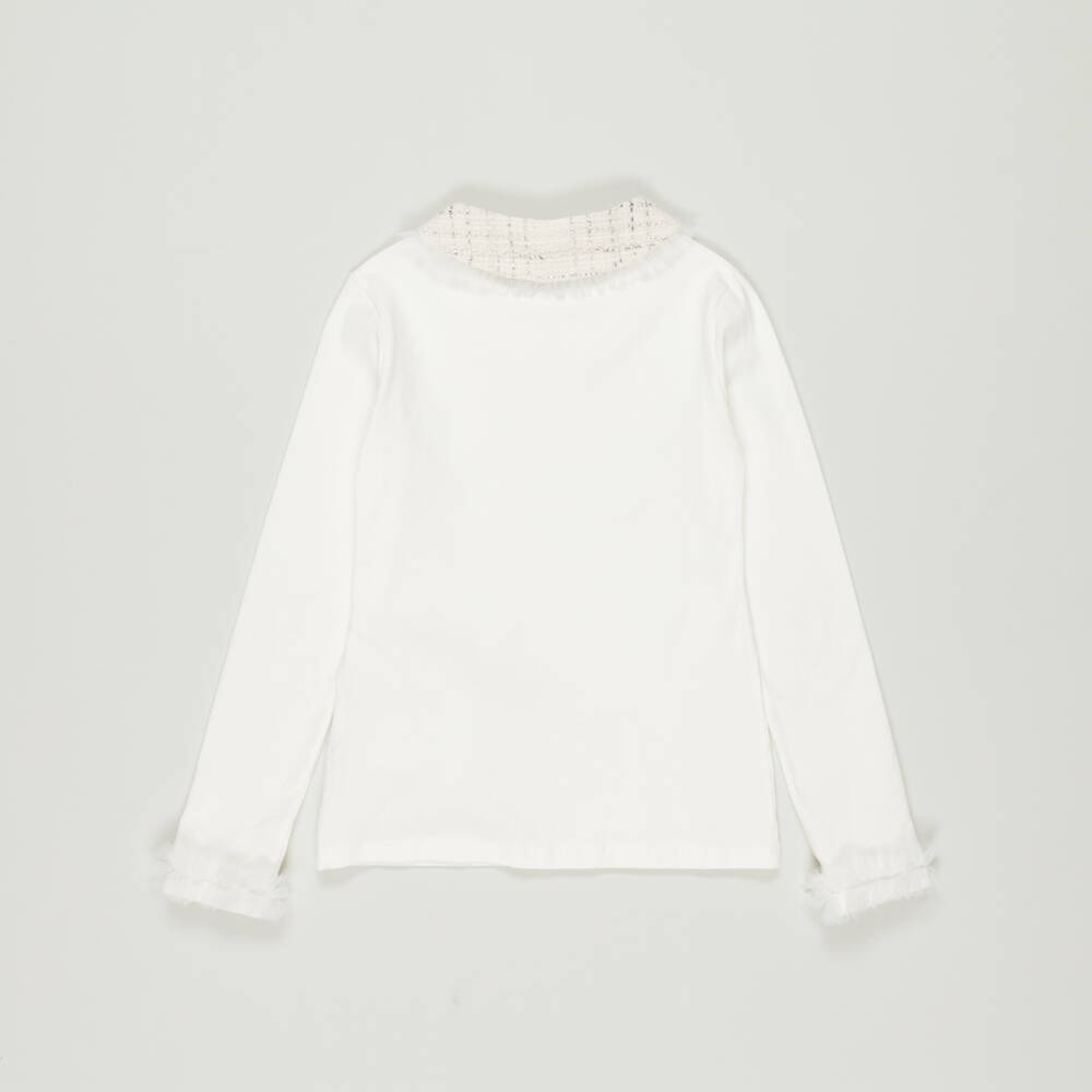 Lapin House-Preloved Girls Ivory Cotton Jersey Collared Top (12 years) | Childrensalon Outlet