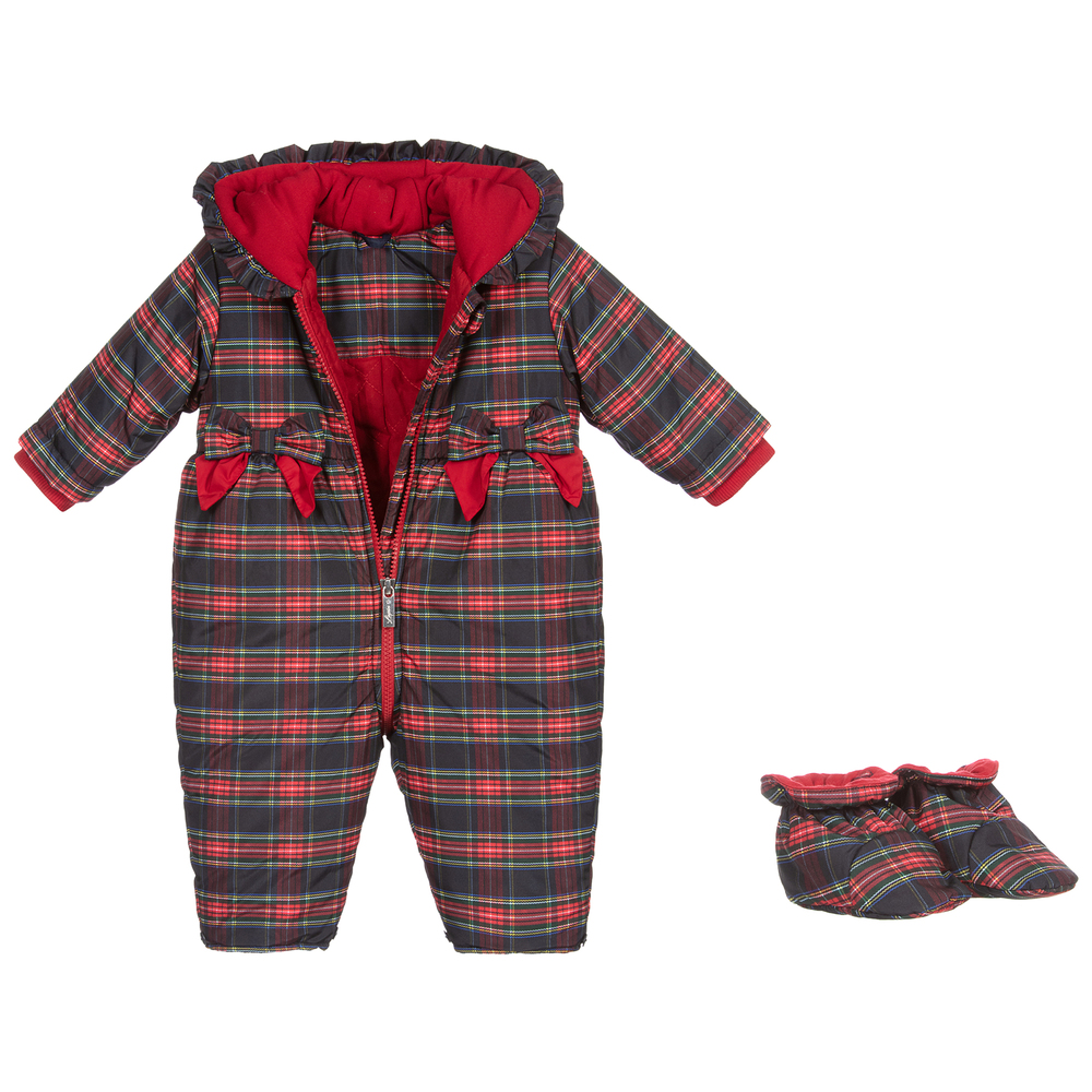 Lapin House-Red & Black Tartan Snowsuit | Childrensalon Outlet