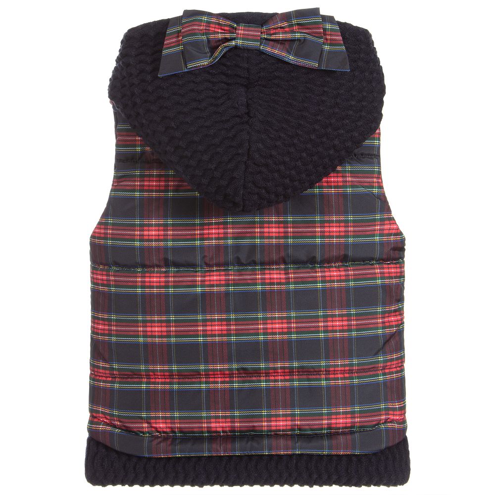 Lapin House-Red & Blue Hooded Tartan Gilet | Childrensalon Outlet