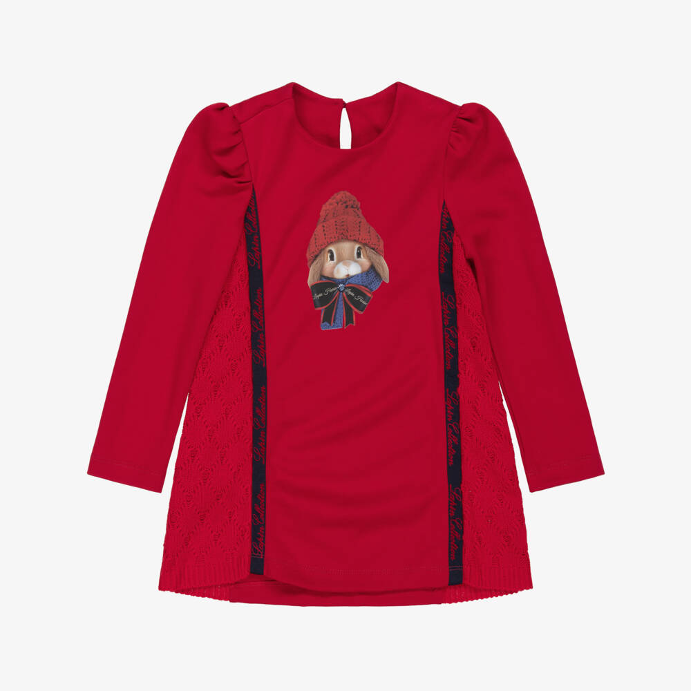 Lapin House-Red Bunny Ls Dress | Childrensalon Outlet