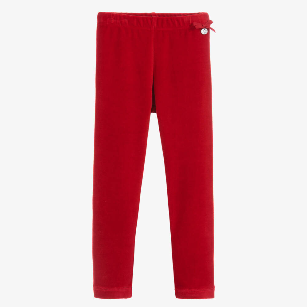 Lapin House-Red Cotton Velour Leggings | Childrensalon Outlet