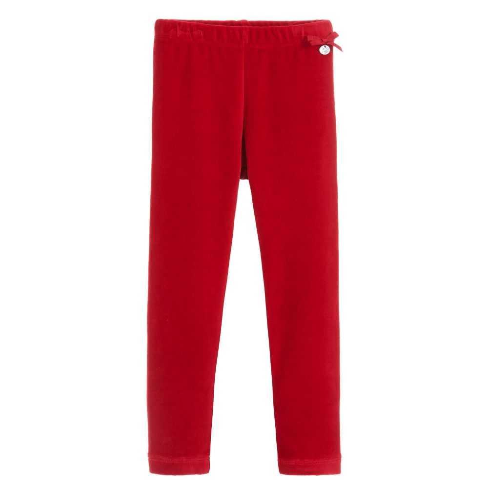 Lapin House-Red Cotton Velour Leggings | Childrensalon Outlet