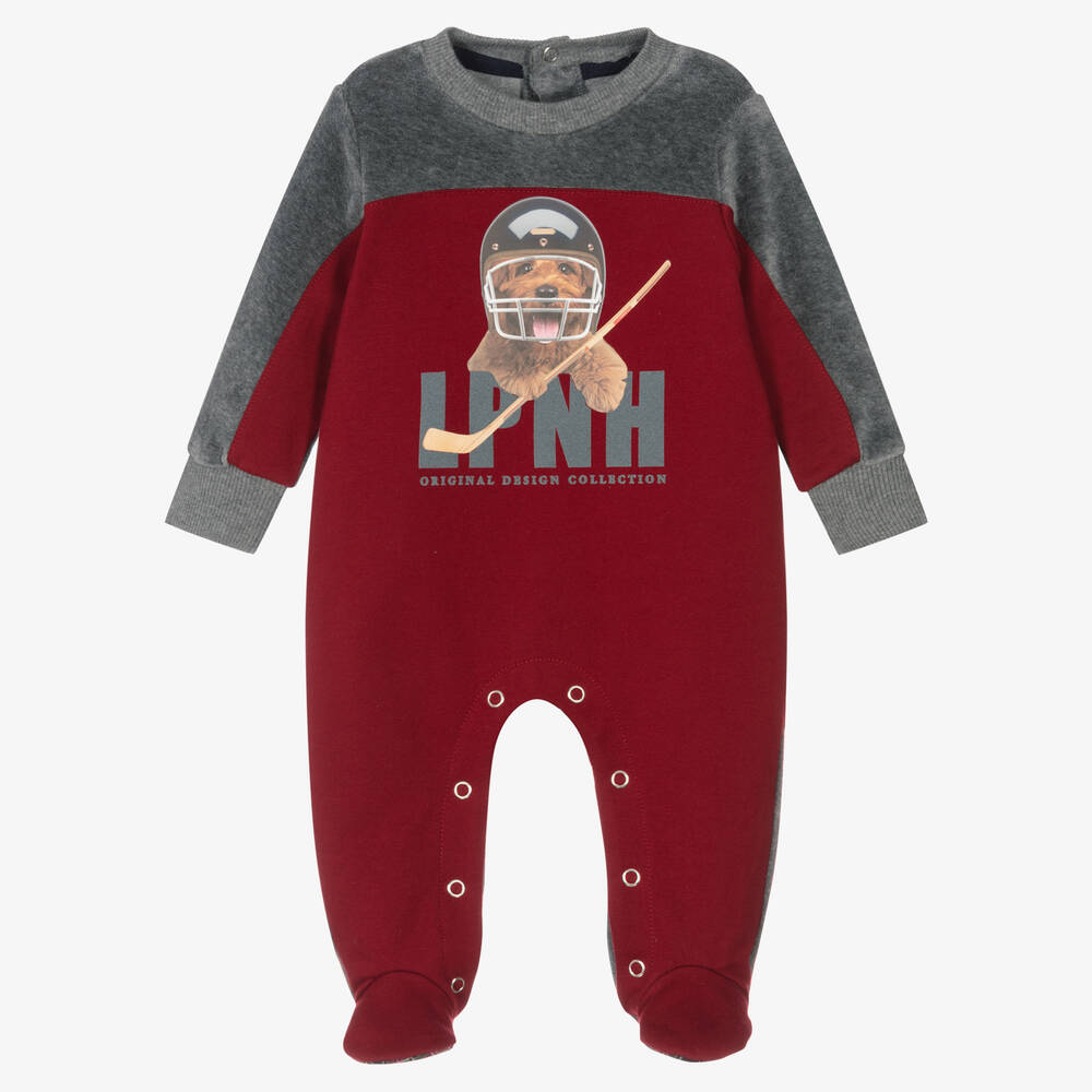 Lapin House - Red & Grey Hockey Dog Babygrow | Childrensalon