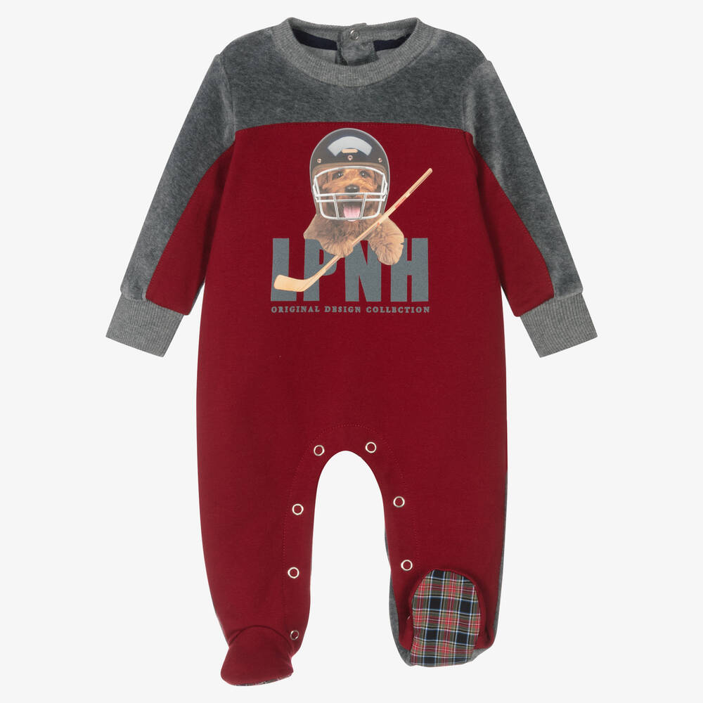 لابين هاوس-بيبي غرو قطن قطيفة لون أحمر ورمادي للمواليد | Childrensalon Outlet