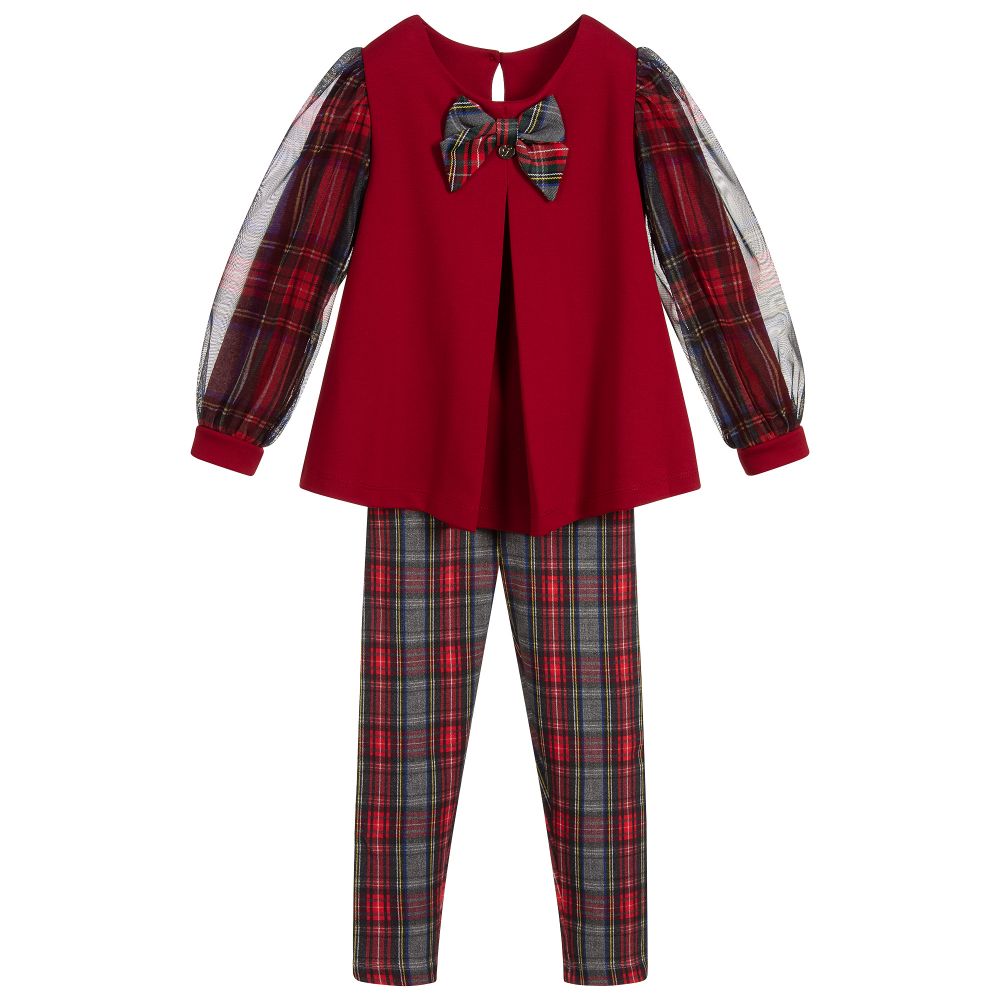 Lapin House - Red & Grey Tartan Leggings Set | Childrensalon