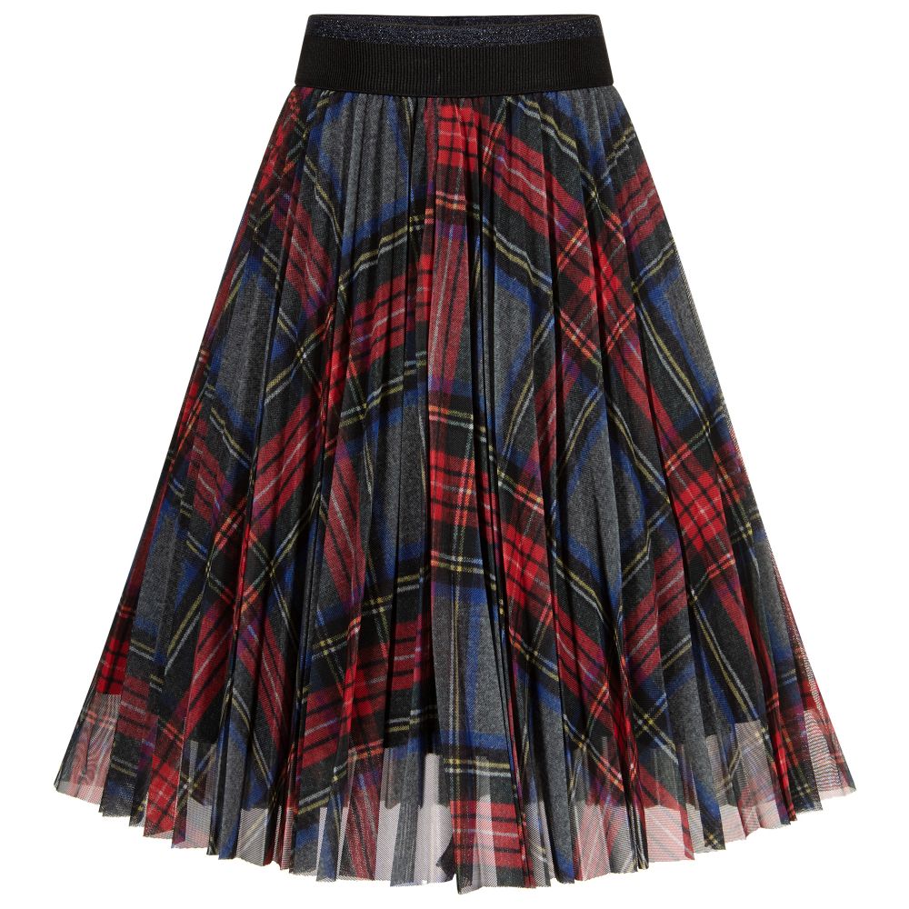 Pleated grey tartan skirt outlet