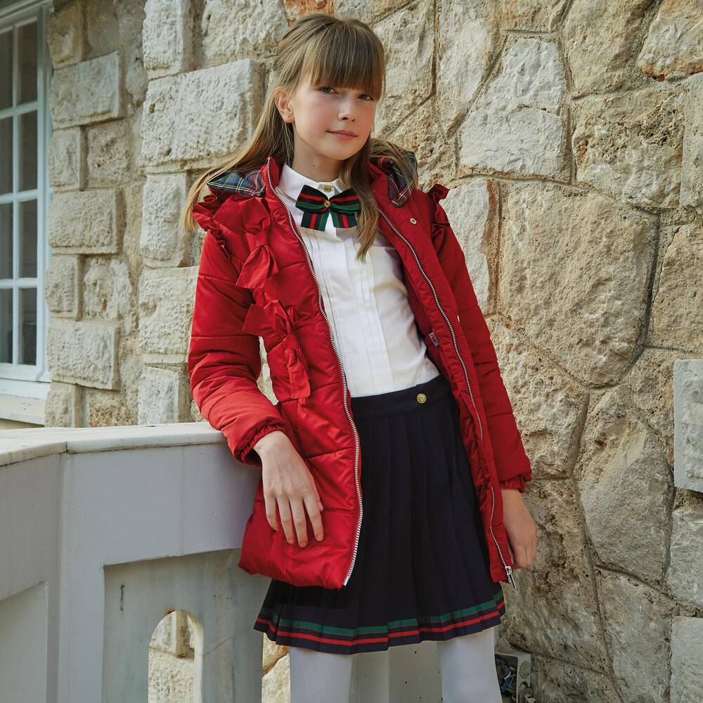 Lapin House-Red Hooded Puffer Coat | Childrensalon Outlet