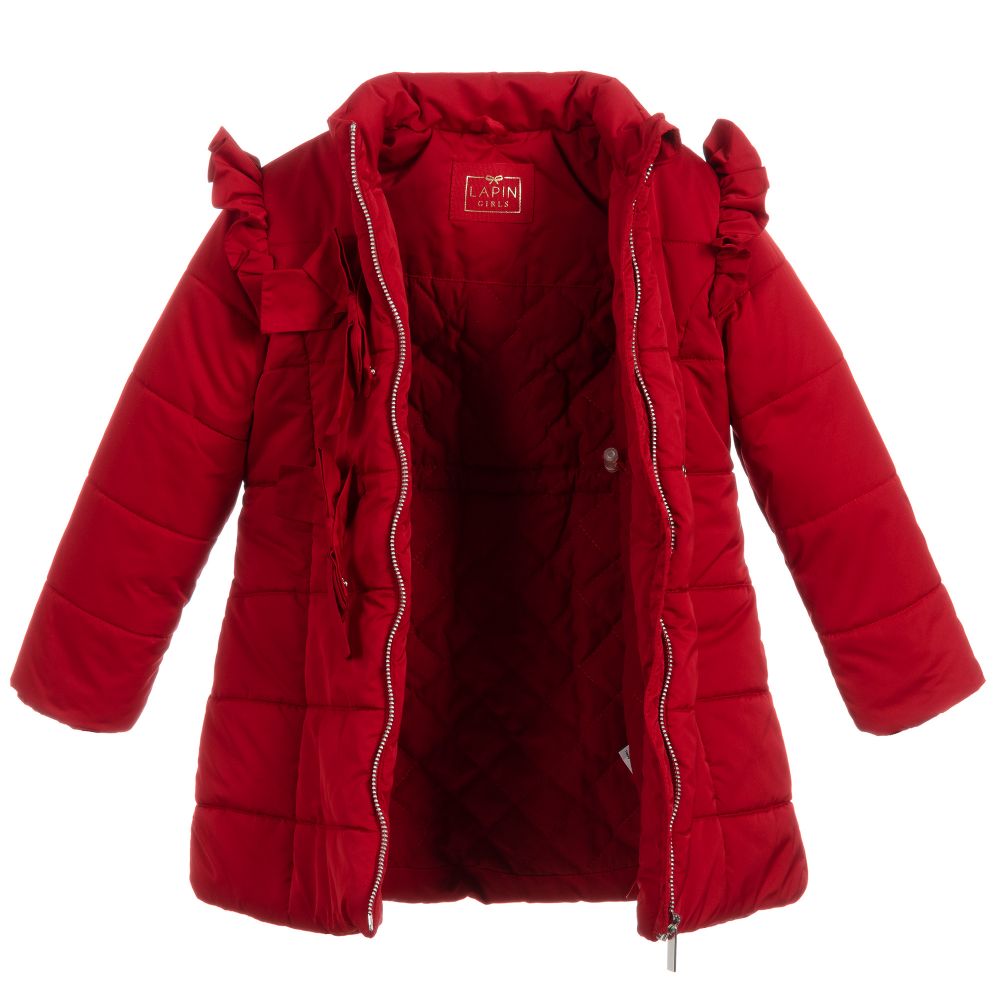 Lapin House-Red Hooded Puffer Coat | Childrensalon Outlet