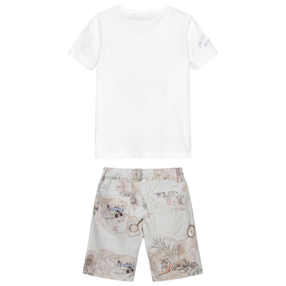Lapin House - White & Beige Shorts Set | Childrensalon Outlet