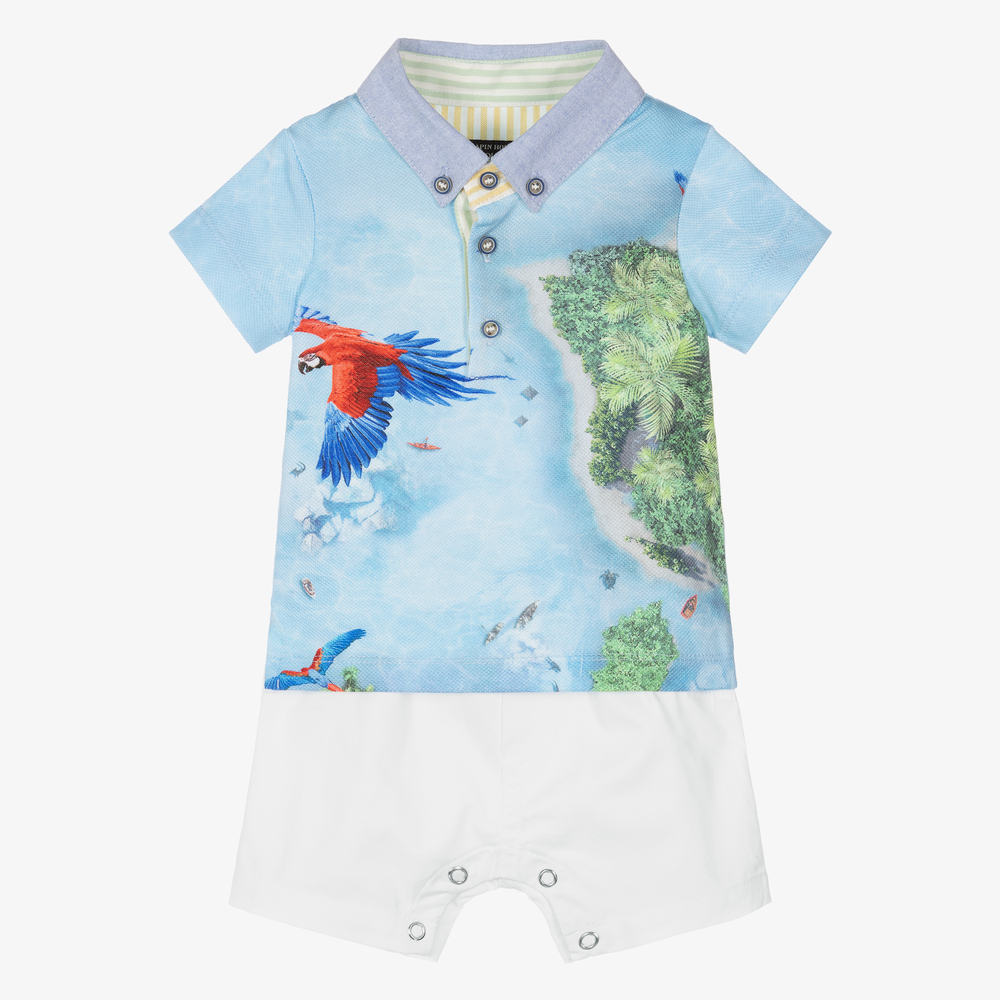 Lapin House - Baby-Shorts-Set in Weiß und Blau | Childrensalon