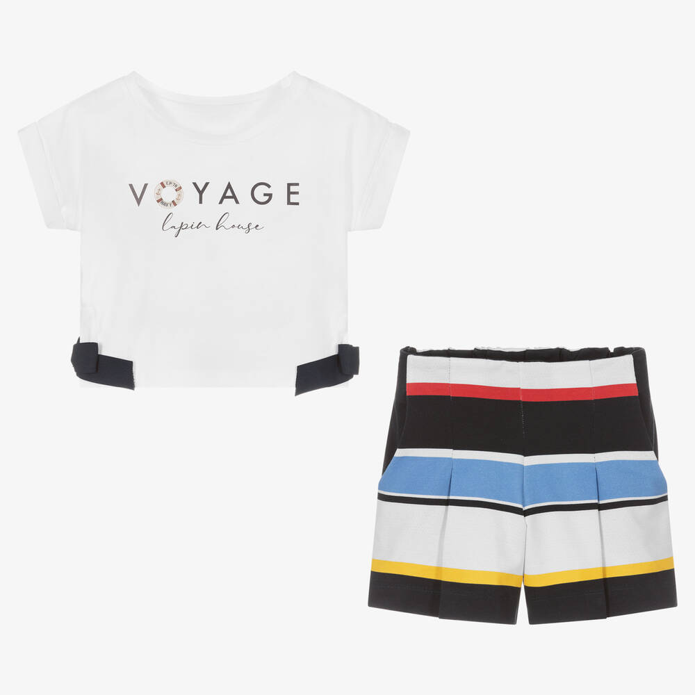 Lapin House logo-print short set - White