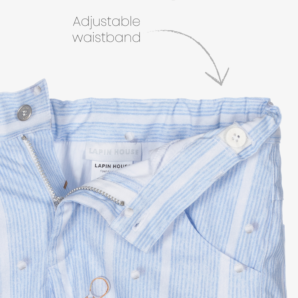 Lapin House-White & Blue Cotton Shorts Set | Childrensalon Outlet