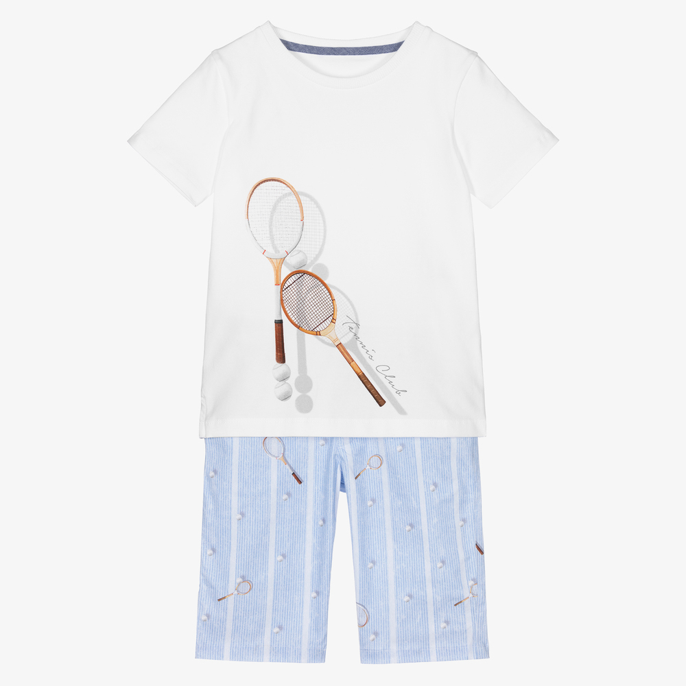 Lapin House - Белая футболка и голубые шорты из хлопка | Childrensalon
