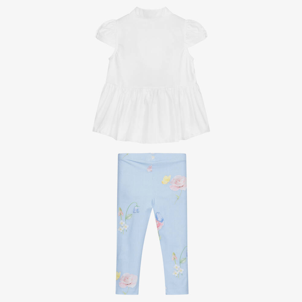 Lapin House-Белый топ с голубыми легинсами | Childrensalon Outlet