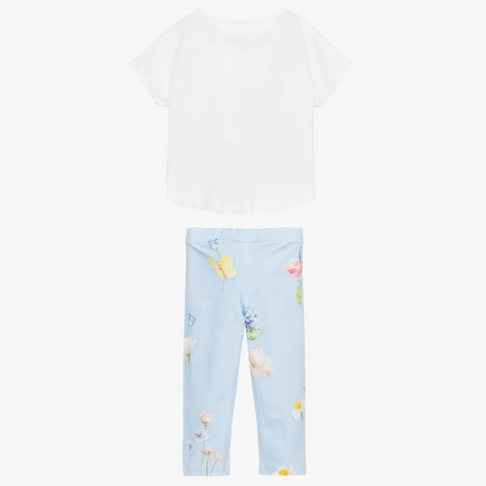 Lapin House-White & Blue Leggings Set | Childrensalon Outlet