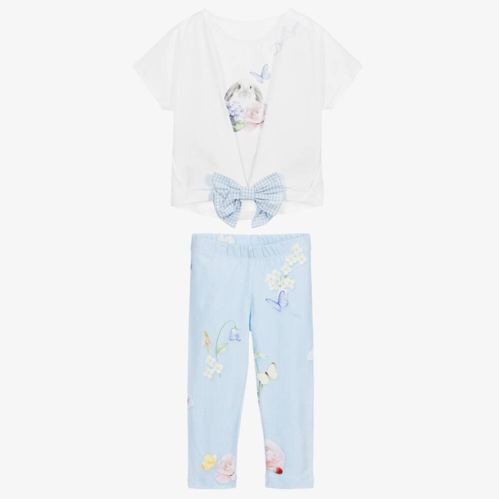 Lapin House-White & Blue Leggings Set | Childrensalon Outlet