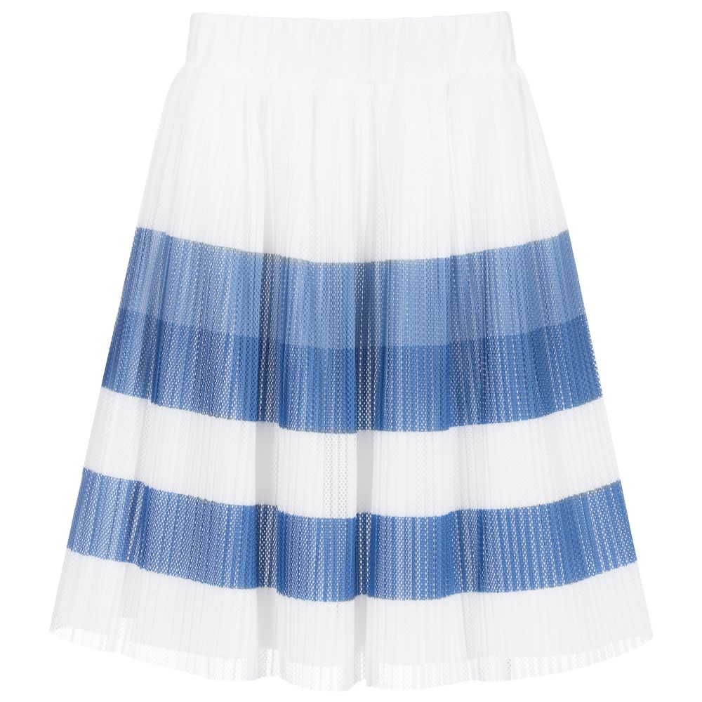 Lapin House-White & Blue Mesh Skirt | Childrensalon Outlet