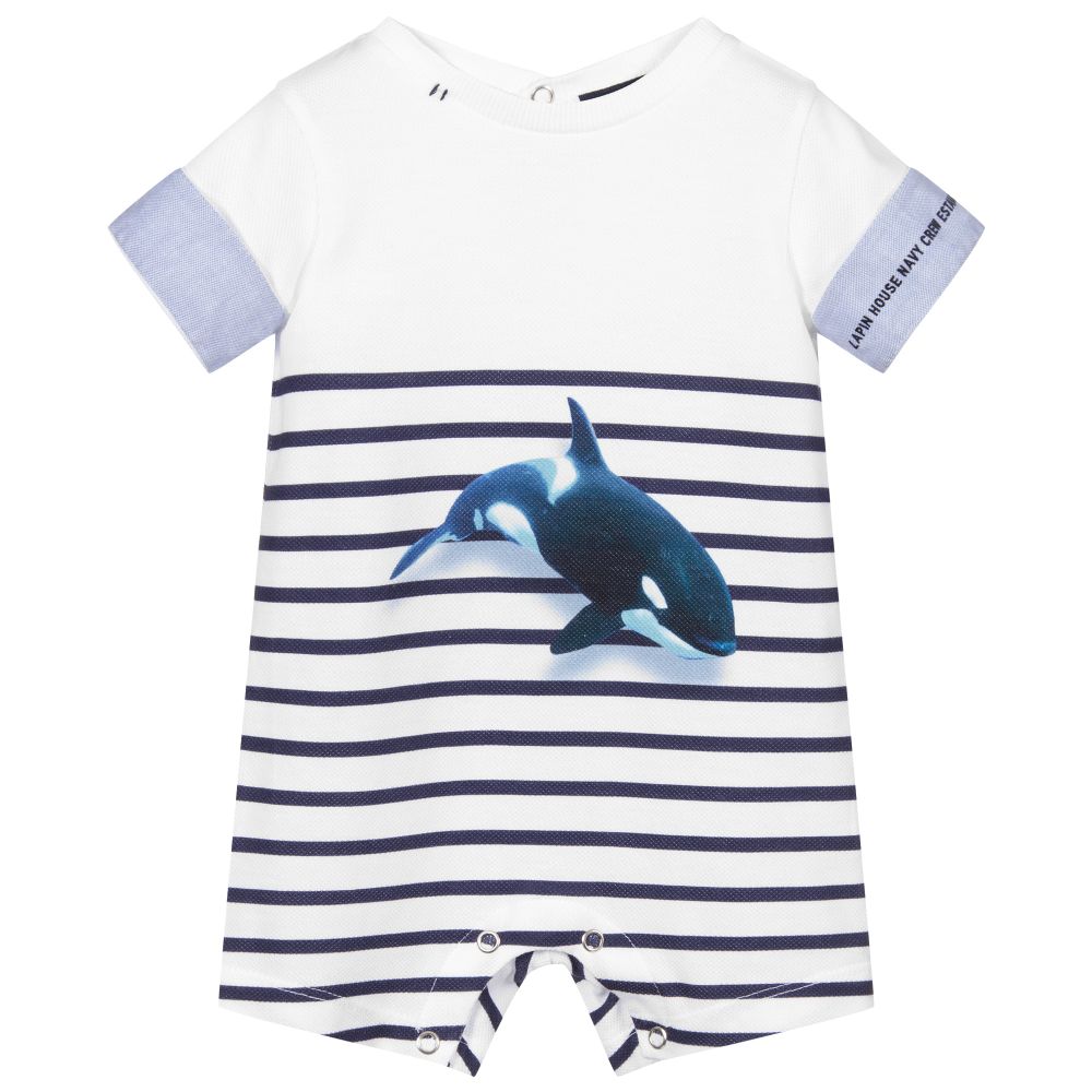 Lapin House-White & Blue Stripe Shortie | Childrensalon Outlet