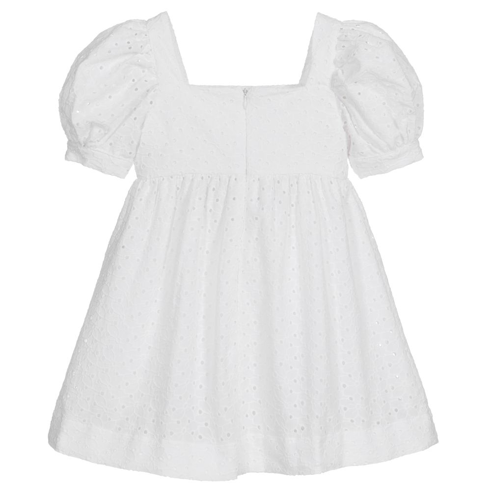 Lapin House-Белое платье с вышивкой ришелье | Childrensalon Outlet