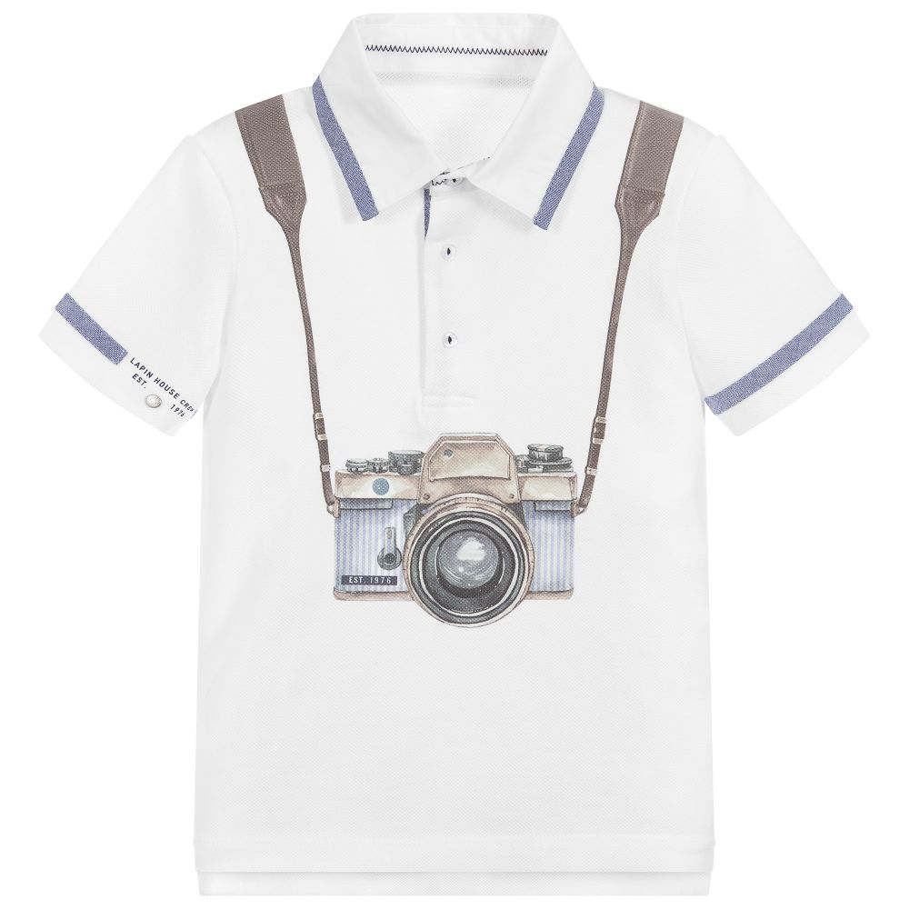 Lapin House - White Cotton Piqué Polo Shirt | Childrensalon