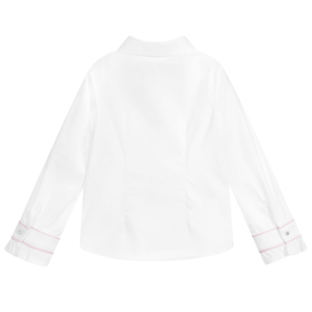 Lapin House-White Cotton & Velvet Shirt | Childrensalon Outlet