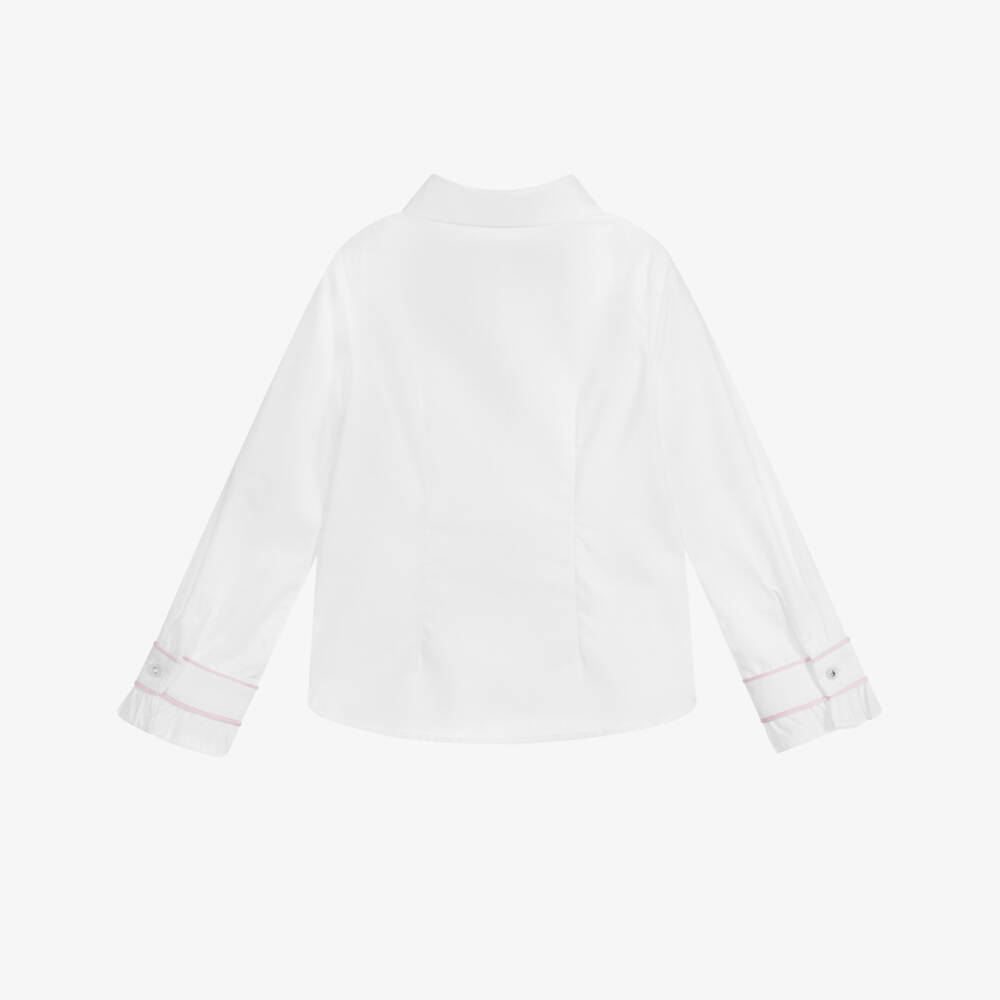 Lapin House-White Cotton & Velvet Shirt | Childrensalon Outlet
