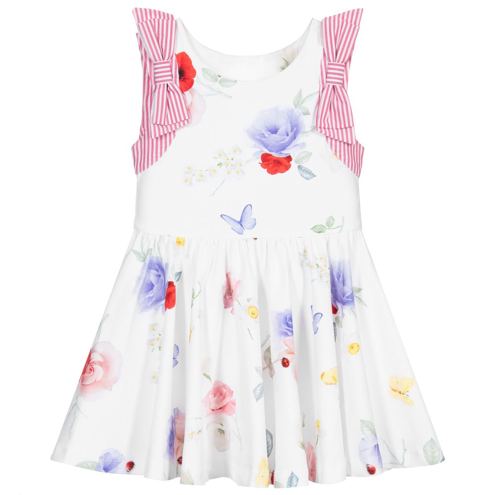 Lapin House - Weißes Kleid aus Baumwolle mit Blumen-Print | Childrensalon