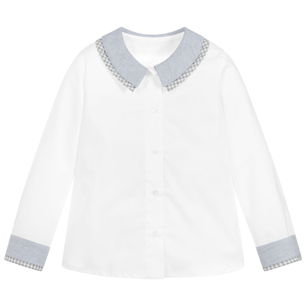 Lapin House - Chemise blanche et grise en coton | Childrensalon