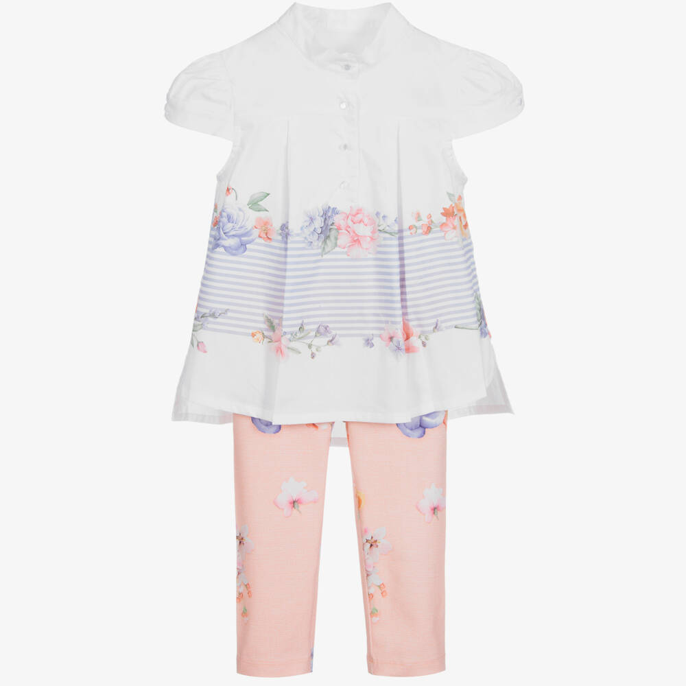 Lapin House-Белый топ с розовыми легинсами | Childrensalon Outlet