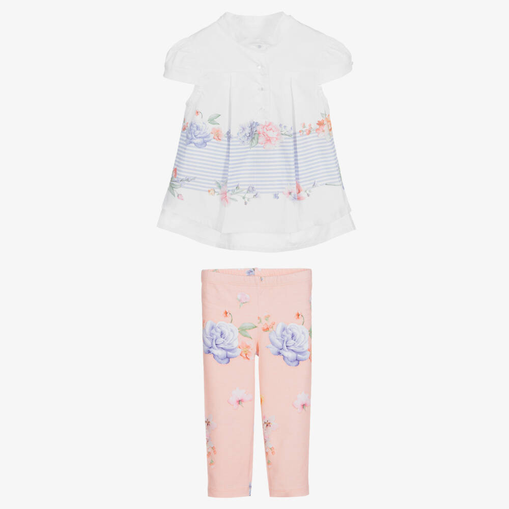 Lapin House-White & Pink Leggings Set | Childrensalon Outlet