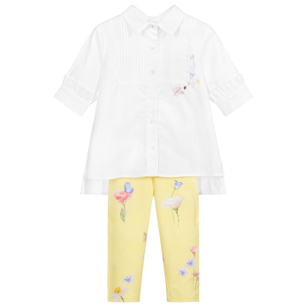 Lapin House - Ensemble legging blanc et jaune | Childrensalon